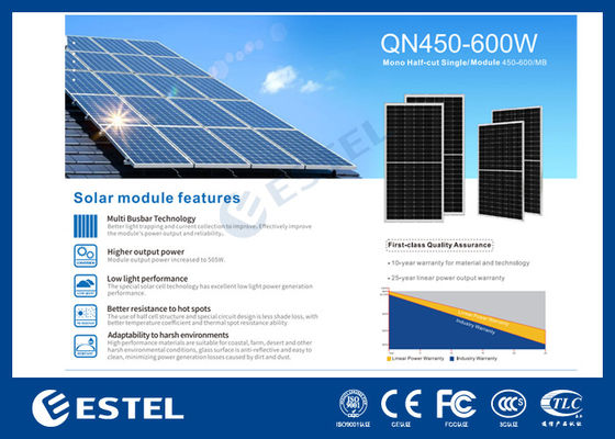 Hochleistungs-Mono-Halbzellen-Einzelmodul 450W bis 600W Solarmodul für Telekommunikations-Stromversorgungssysteme