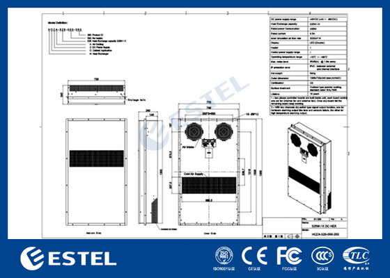48VDC 325W/K Gehäusewärmetauscher mit RS485 Modbus RTU-Kommunikation