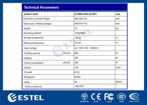 Schrankklimaanlage AC110V 60Hz 600W Kühlleistung Ideal für raue Umgebungen mit Fernüberwachung