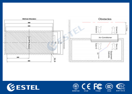 EX12DHC1B Hocheffizienter Gleichspannwärmetauscher für Telekommunikationsschränke im Freien 120 W/K Wärmekapazität, Betriebsbereich von -40°C bis +55°C, IP55-Schutz, -48V Gleichspann-Eingang, Fernbedienung unterstützt