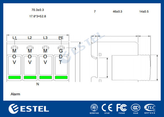 M1L385-40 II Überspannungsschutzgerät (SPD) für die Stromverteilung - 40kA Stoßstrom, 230V/400VAC, Fernmeldeanschluss, DIN-Schienen-Montage, IP20, Schutzklasse C