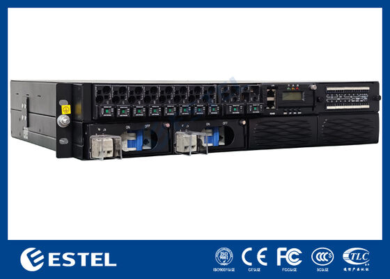 Schmale Rack-Montage-DC-Stromversorgungseinheit für Telekommunikationsschränke und Netzwerkausrüstungsräume mit geschlossenem Metallgehäuse